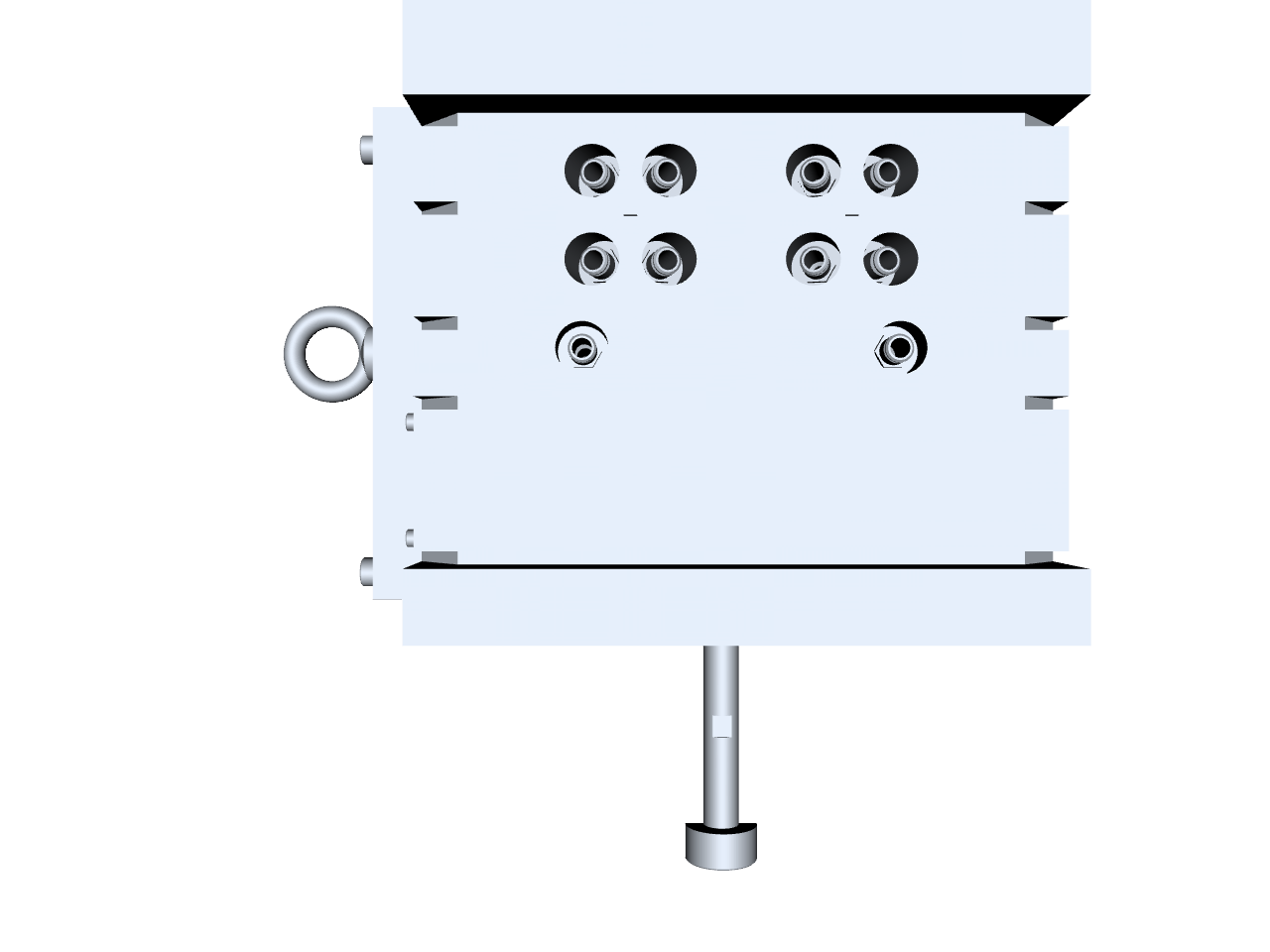 Przekroj YZ lewy — suwaki, mechanizmy boczne