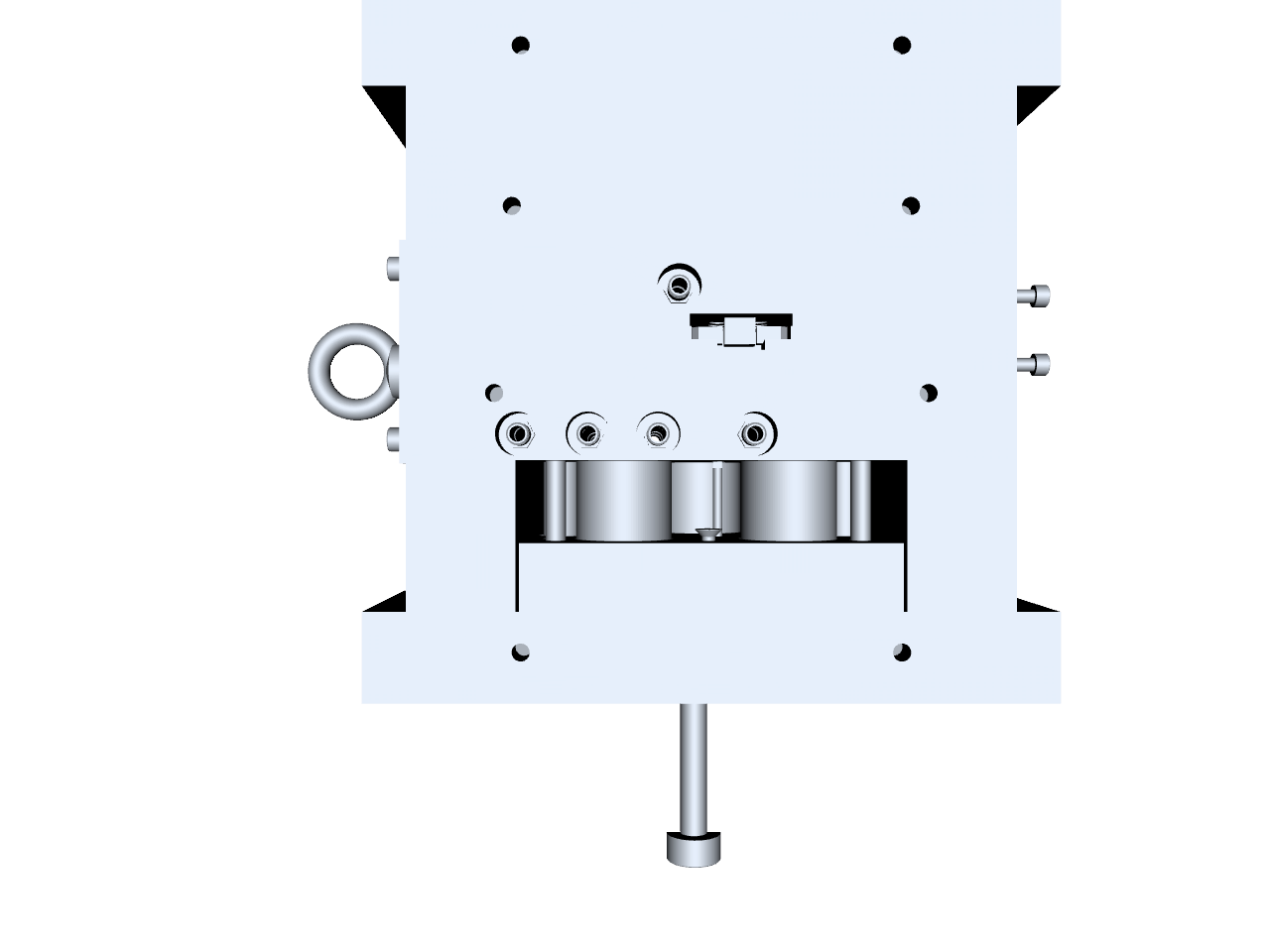 Przekroj YZ lewy — suwaki, mechanizmy boczne