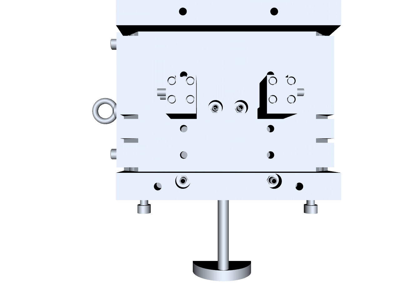 Przekroj YZ lewy — suwaki, mechanizmy boczne